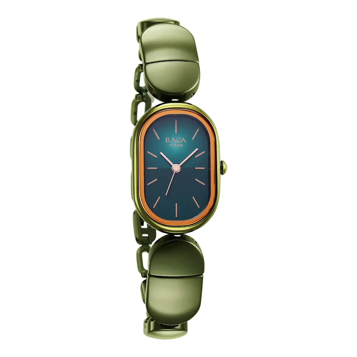 Titan Raga Ceramics Quartz Analog Blue Dial Green Ceramic Strap Watch For Women 95147KD02 - Image 2
