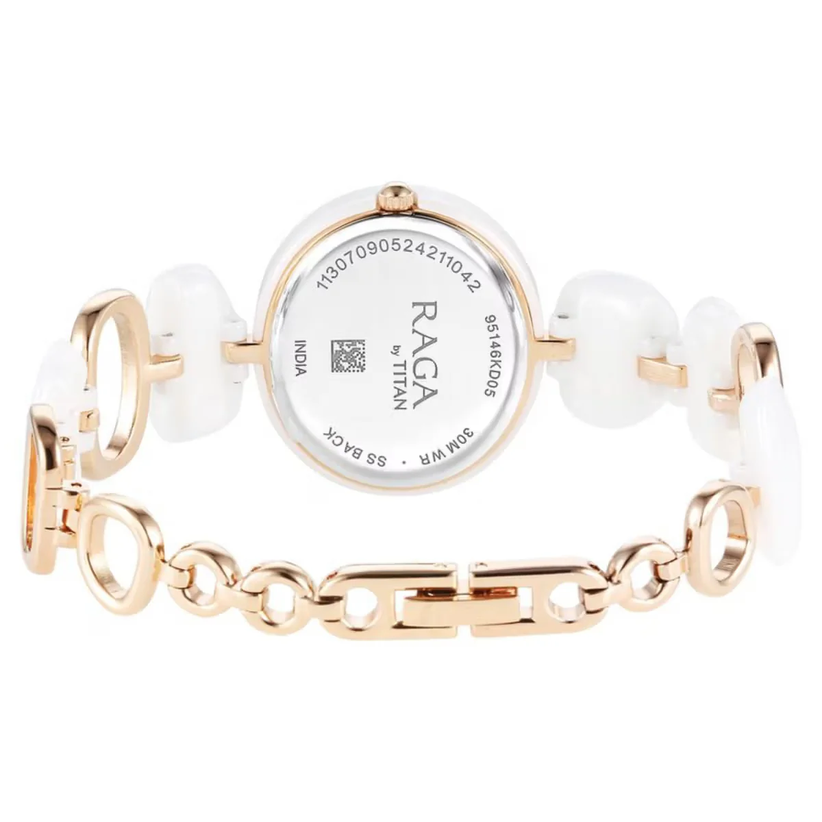 Titan Raga Ceramics Quartz Analog White Dial Metal & Ceramic Strap Watch For Women 95146KD05 - Image 5