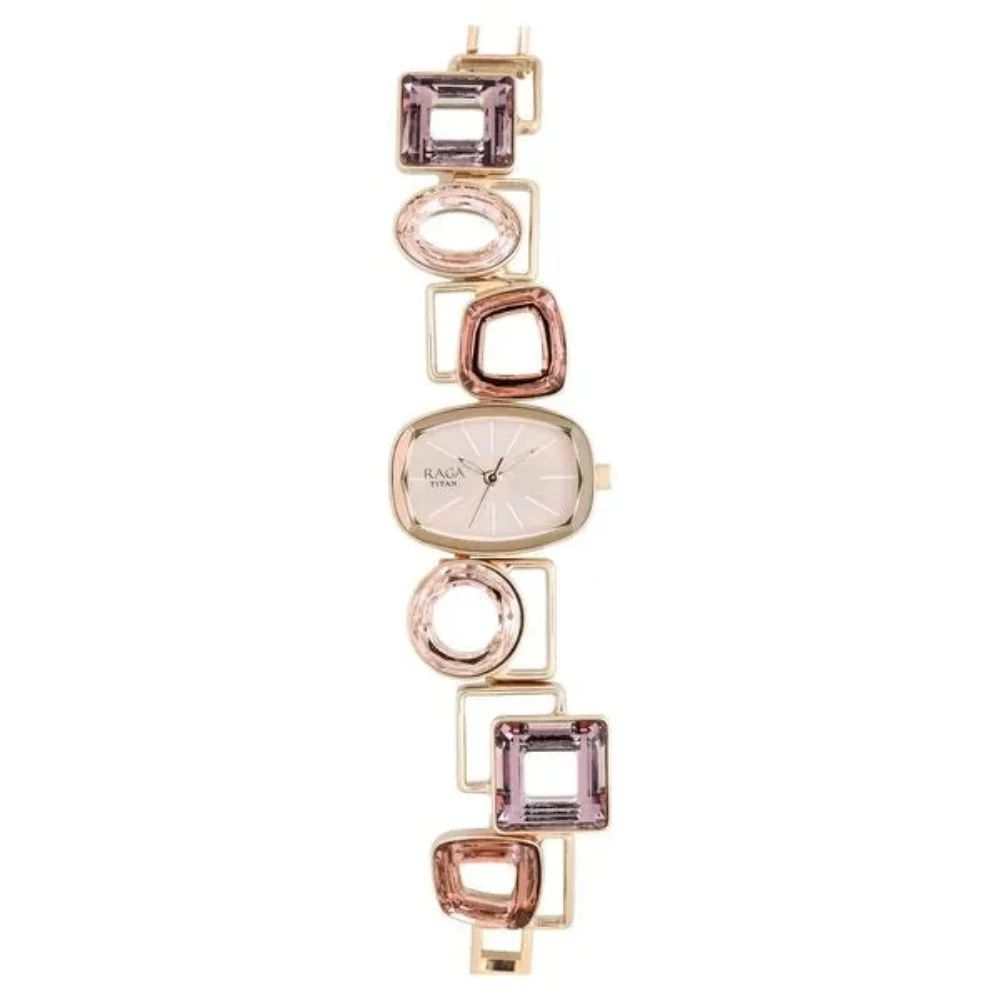 Titan Raga Facets Pink Dial Analog Stainless Steel Strap Women Watch NS95118WM02