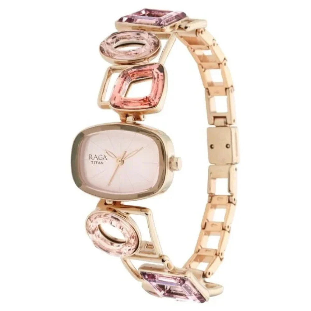 Titan Raga Facets Pink Dial Analog Stainless Steel Strap Women Watch NS95118WM02 - Image 3