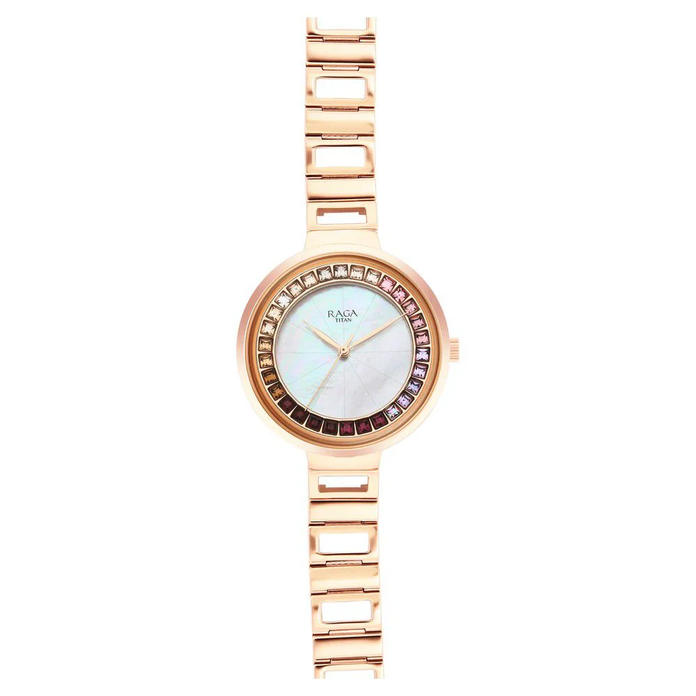 Titan Raga Love All Mother Of Pearl Dial With Metal Strap Women Watch NS95150WM01