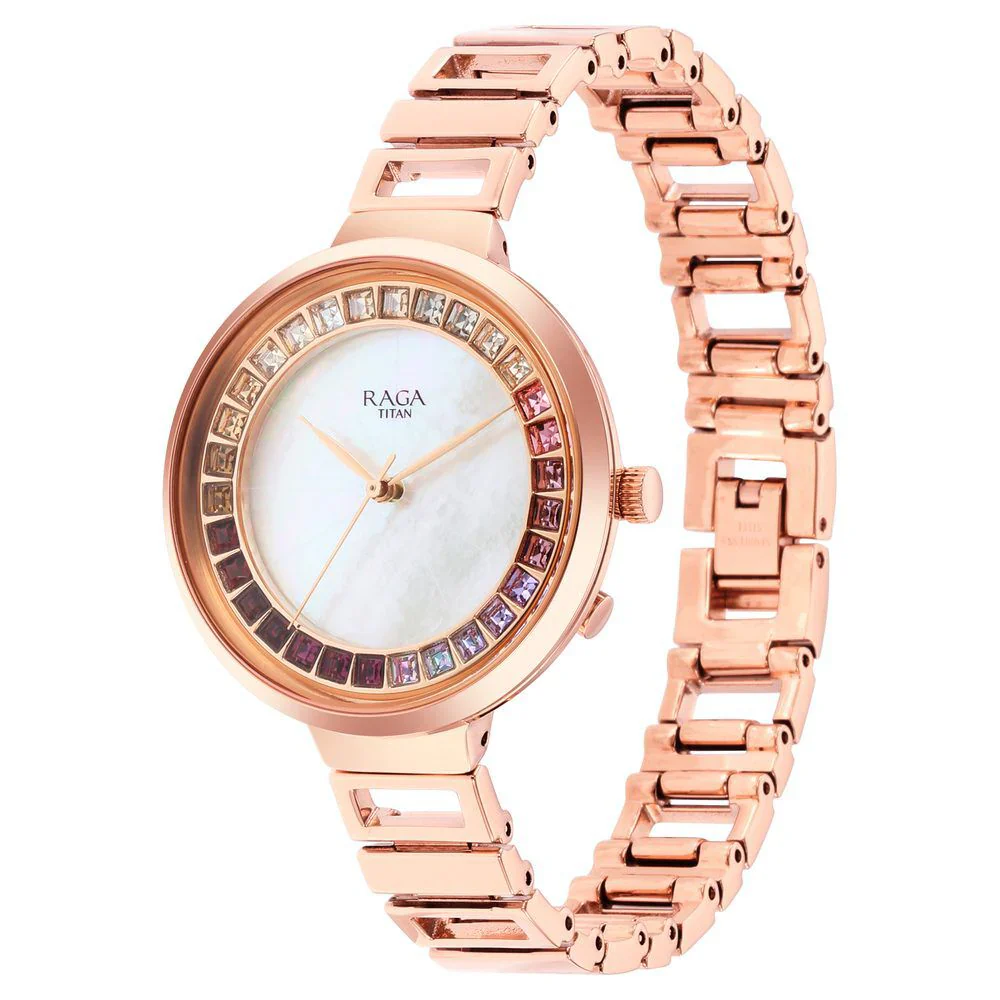 Titan Raga Love All Mother Of Pearl Dial With Metal Strap Women Watch NS95150WM01 - Image 3