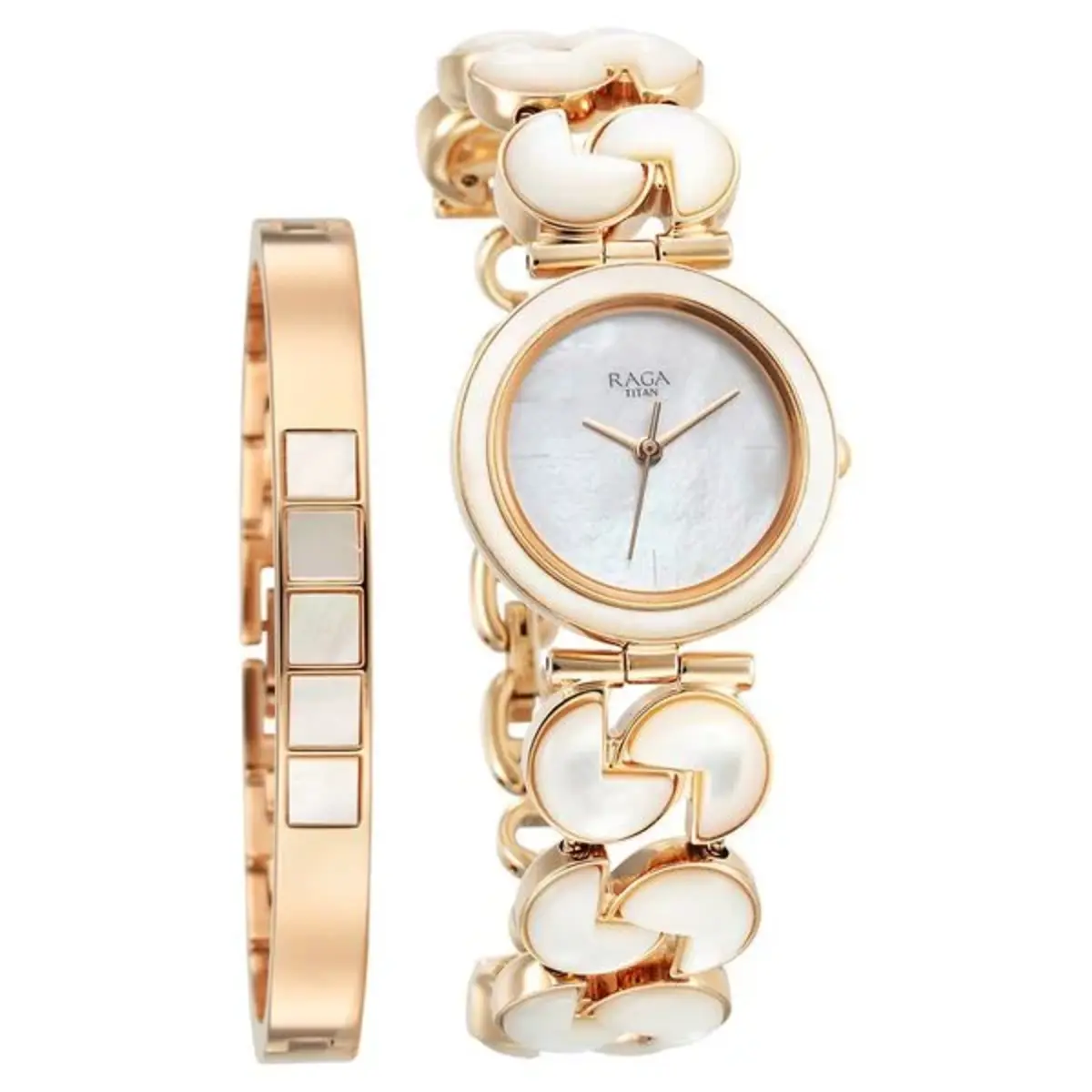 Titan Raga Power Pearls Quartz Analog Mother of Pearl Round Dial Women Watch NS95233WM01F