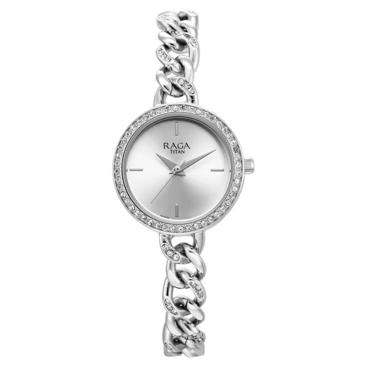 Titan Raga Showstopper Quartz Analog Silver Dial Metal Strap Women Watch 95288SM01