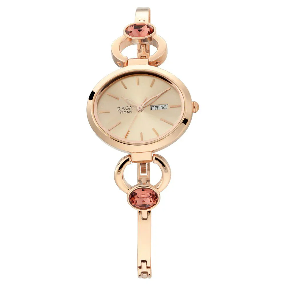 Titan Raga Viva Rose Gold Dial Analog with Day and Date Women Watch NT2621WM01