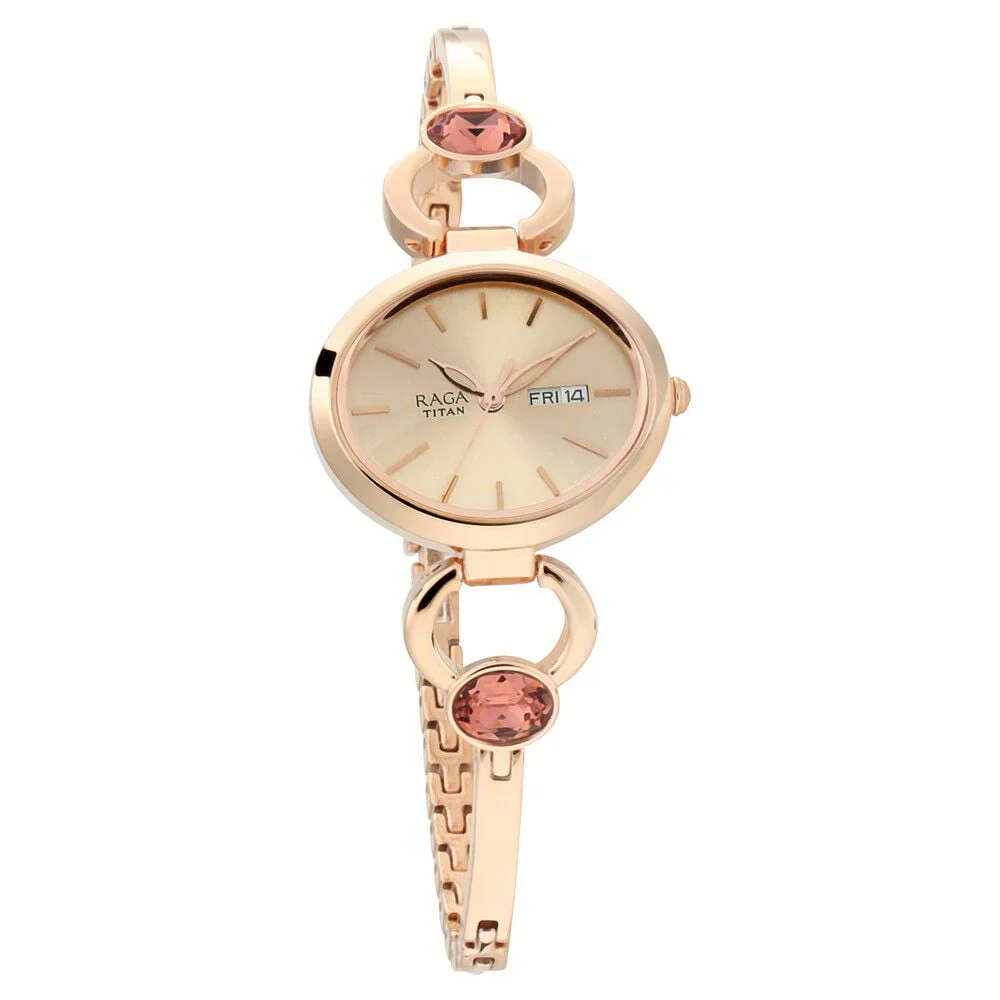 Titan Raga Viva Rose Gold Dial Analog with Day and Date Women Watch NT2621WM01 - Image 2