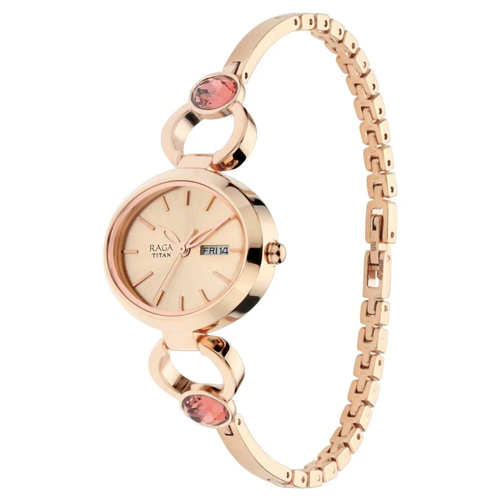 Titan Raga Viva Rose Gold Dial Analog with Day and Date Women Watch NT2621WM01 - Image 3