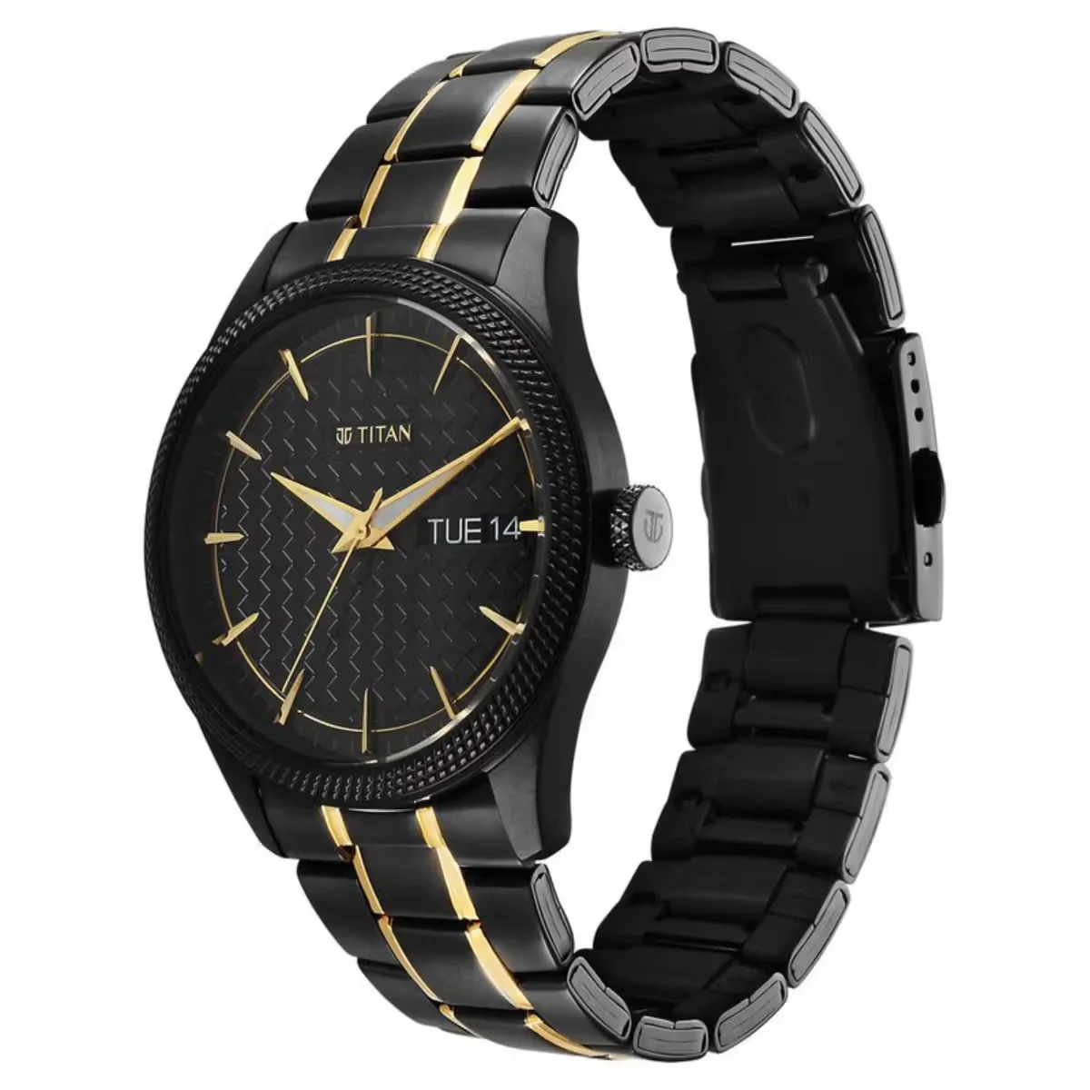 Titan Regalia Opulent Quartz Analog with Day and Date Black Dial Two Tone Men Watch 1805KM10 - Image 3