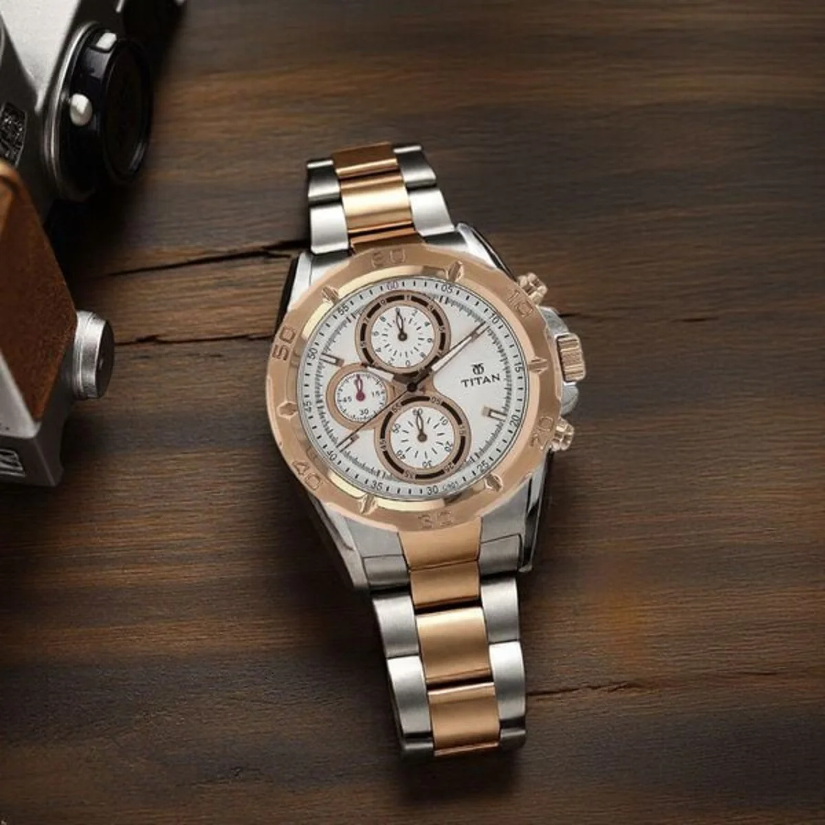 Titan Regallia Rose Gold Analog Chronograph Men's Watch NT9308KM01 - Image 2