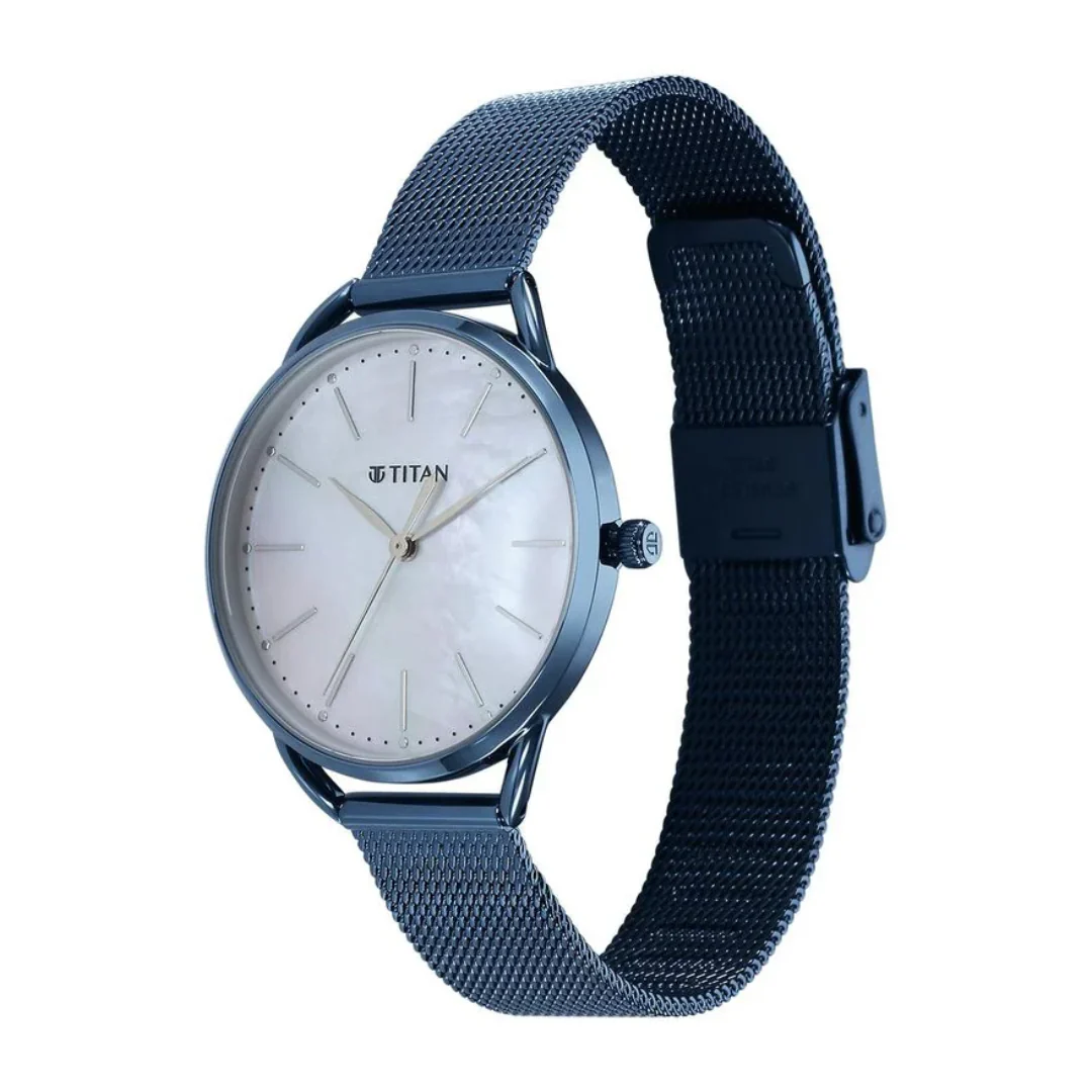 Titan Slimline Quartz Analog Mother Of Pearl Dial Blue Women Watch NS95180QM01 - Image 2