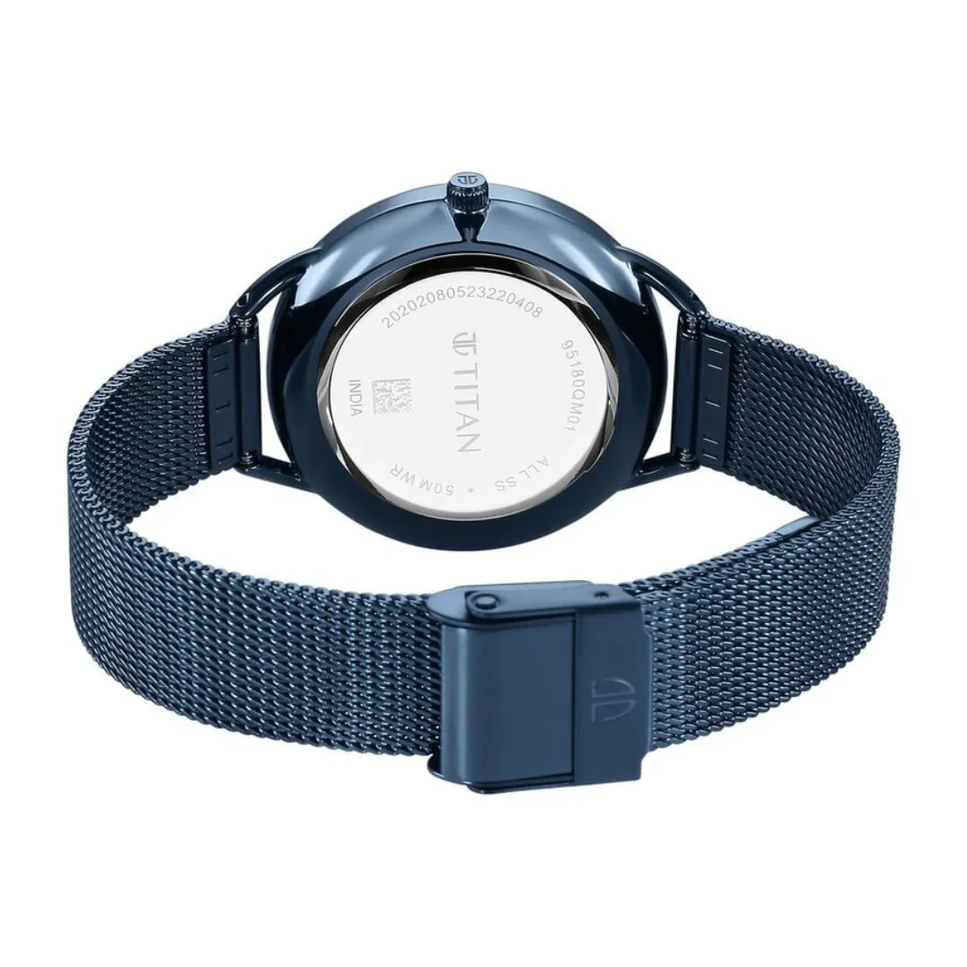 Titan Slimline Quartz Analog Mother Of Pearl Dial Blue Women Watch NS95180QM01 - Image 4