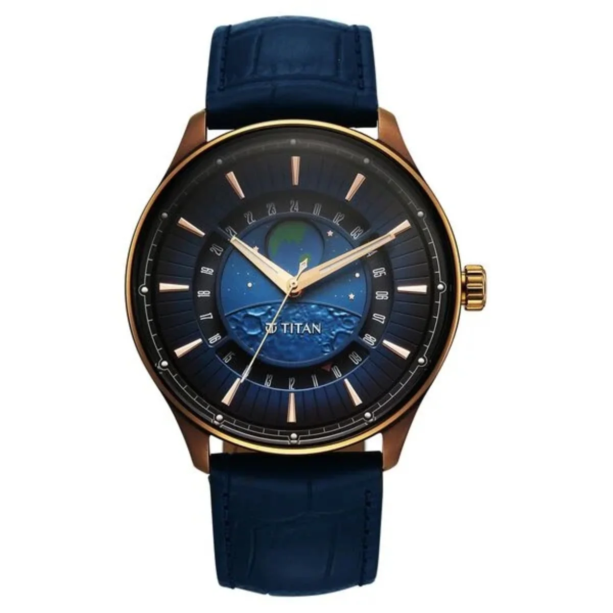 Titan Stellar Analog with Earth Disc and Blue Dial Men Watch 1890QL01