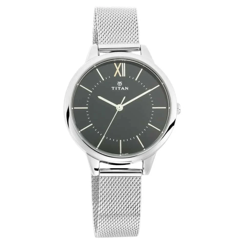Titan Workwear Black Dial With Metal Strep Watch for Women NT2617SM01
