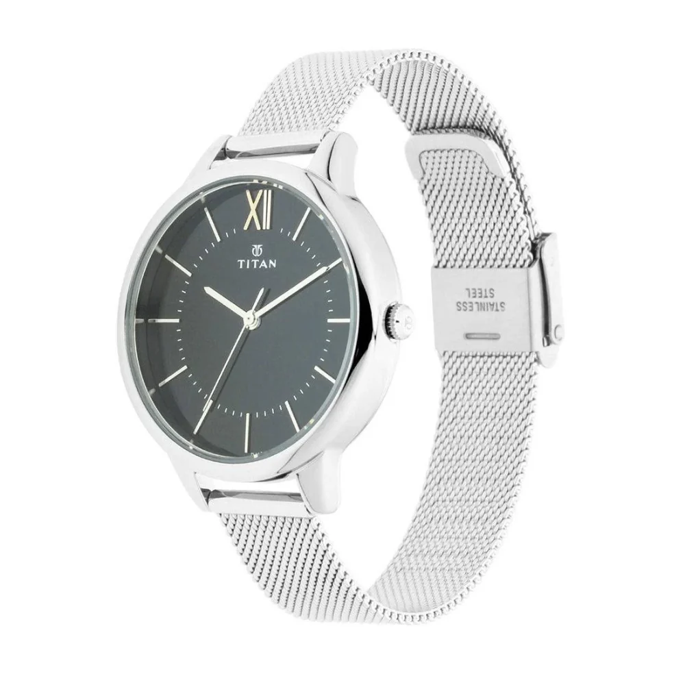 Titan Workwear Black Dial With Metal Strep Watch for Women NT2617SM01 - Image 5