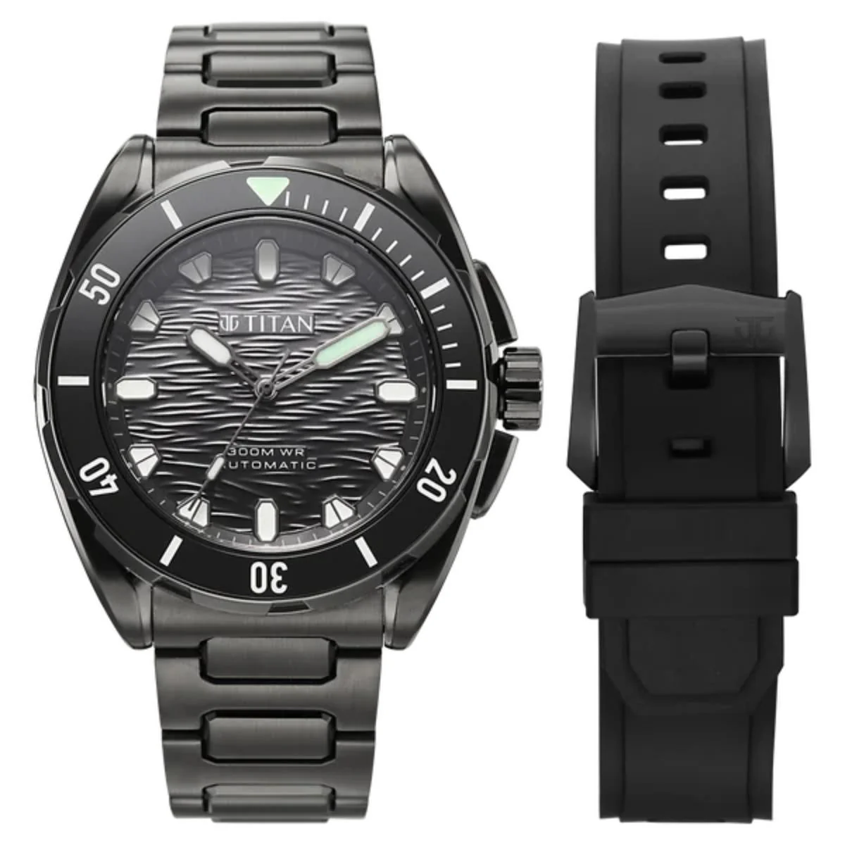 Titan Zero Hour Diver's 300m Automatic Black Dial Men's Watch 10069KM03