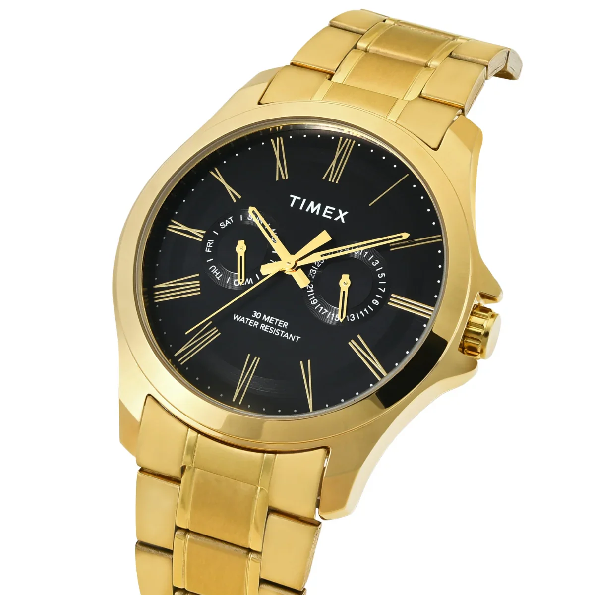 TW000X129 Timex | Analog Black Round Brass Dial Watch (Men) - Image 3