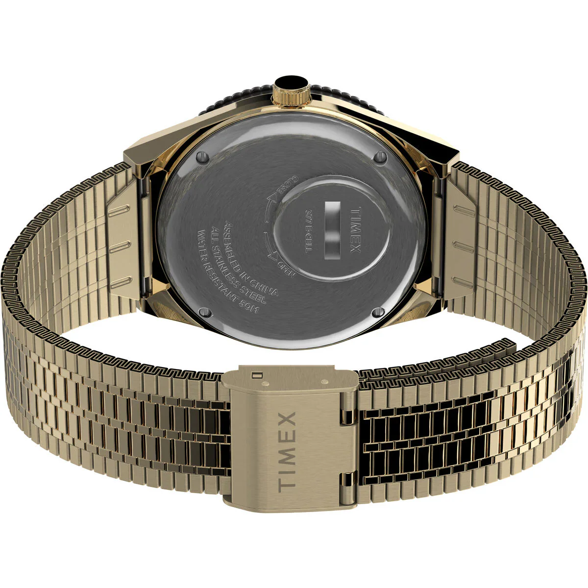 Q Timex Reissue St Steel Bracelet Gold Beige Dial Watch (Men) - TW2V18700U9 - Image 3