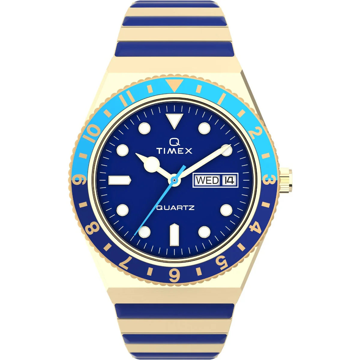TW2V38500UJ Blue Q Timex Malibu Stainless Steel Expansion Band Watch (Women)