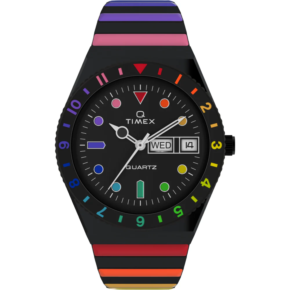 TW2V65900UJ Black Q Timex Stainless Steel Expansion Band Watch (Women)