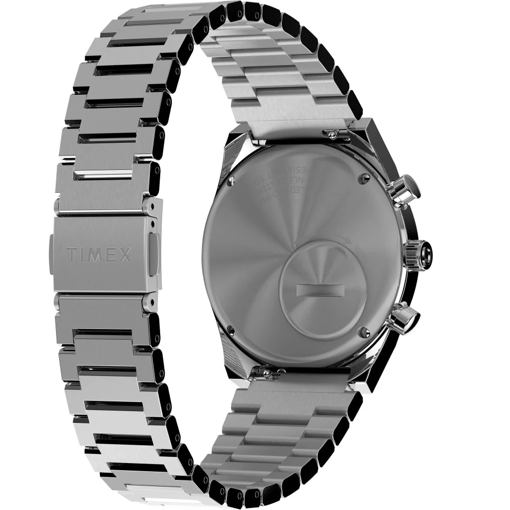 TW2W33700UJ Timex Blue Q Falcon Eye Chrono St Steel Bracelet Men's Watch - Image 3