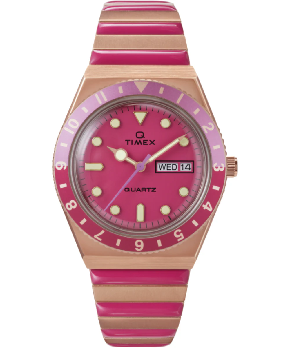 TW2W41000J Q Timex | Pink Stainless Steel Expansion Band Watch for Women