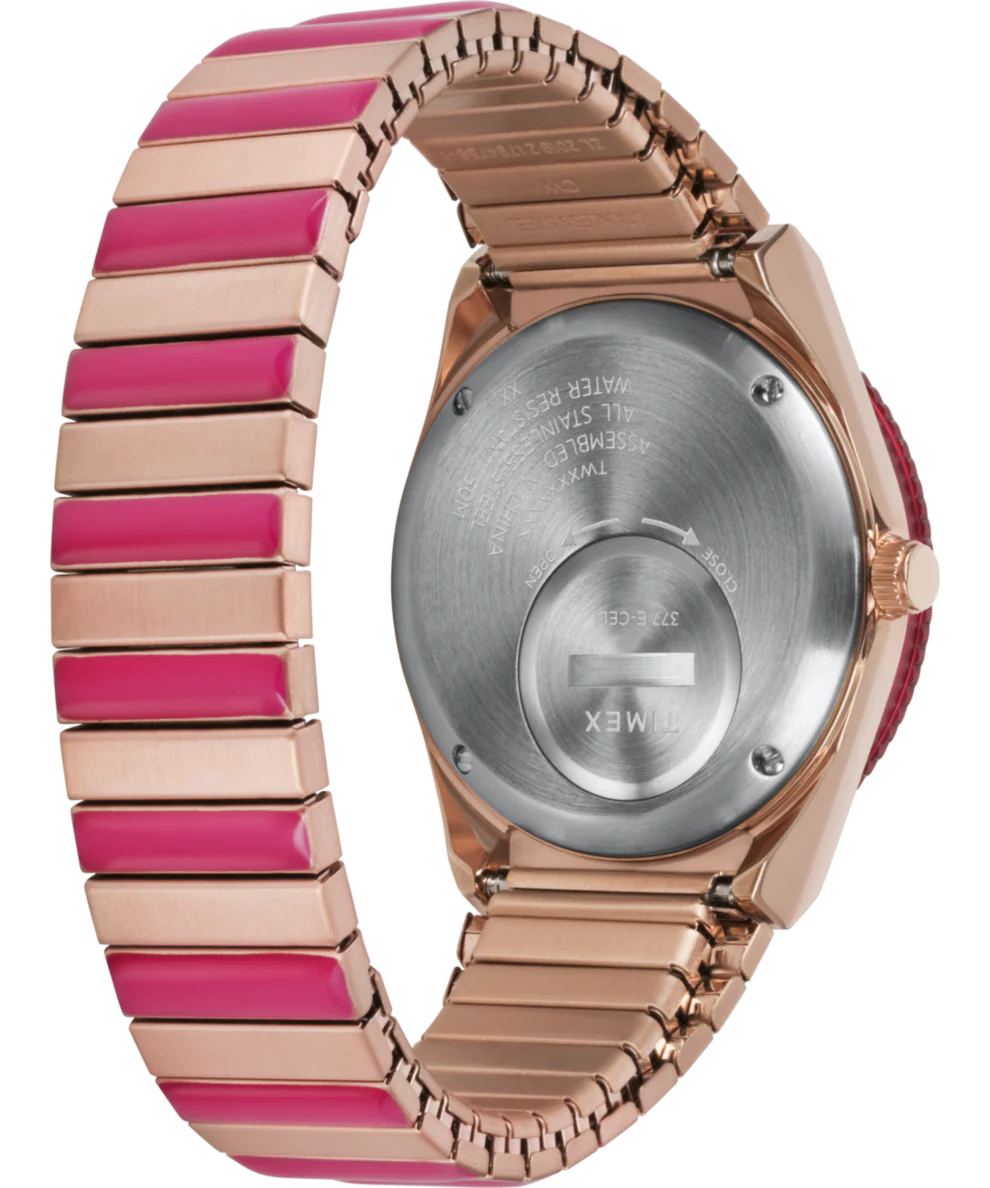 TW2W41000J Q Timex | Pink Stainless Steel Expansion Band Watch for Women - Image 3