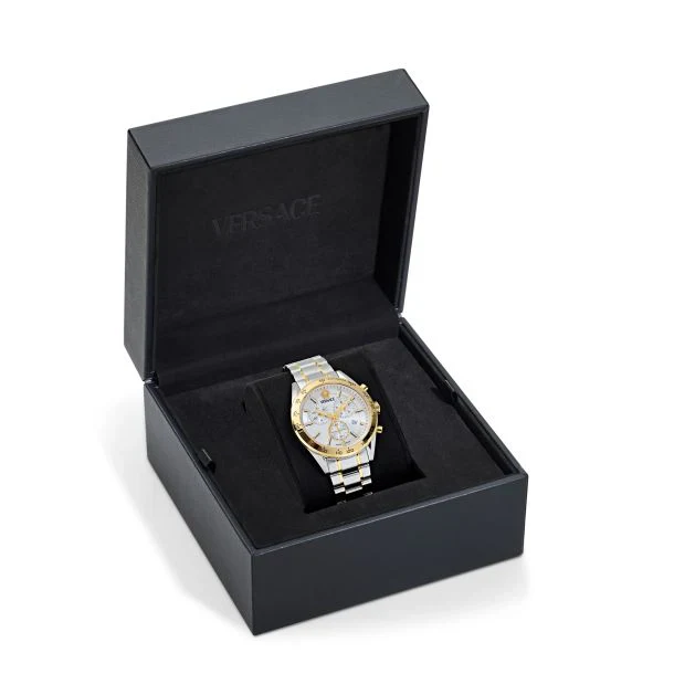 Versace Unisex V-Code Chrono Silver Round Dial Analog Watch - VE0CA0224 - Image 4