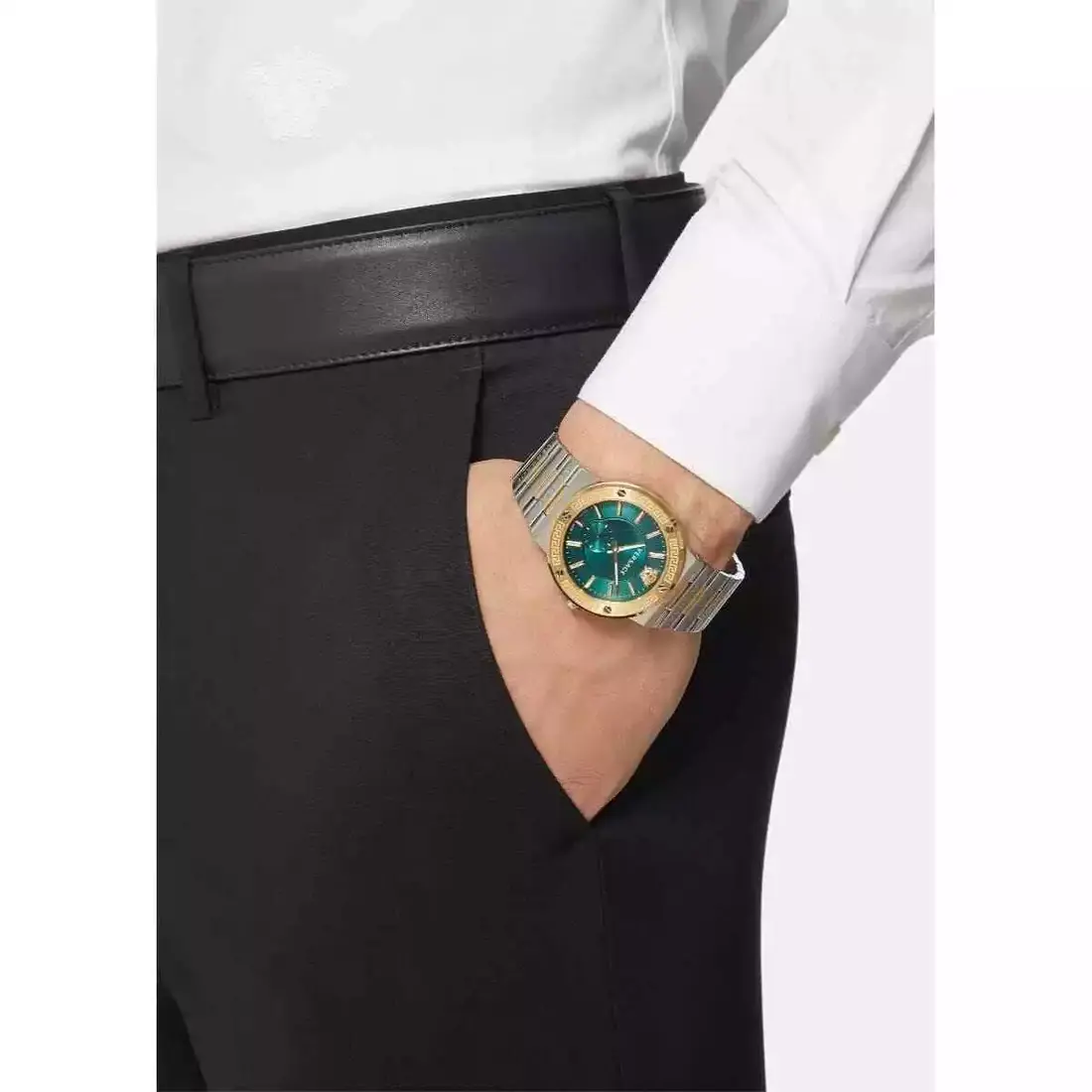 Versace Round Green Dial Greca Logo Watch For Men - VEVI00420 - Image 4
